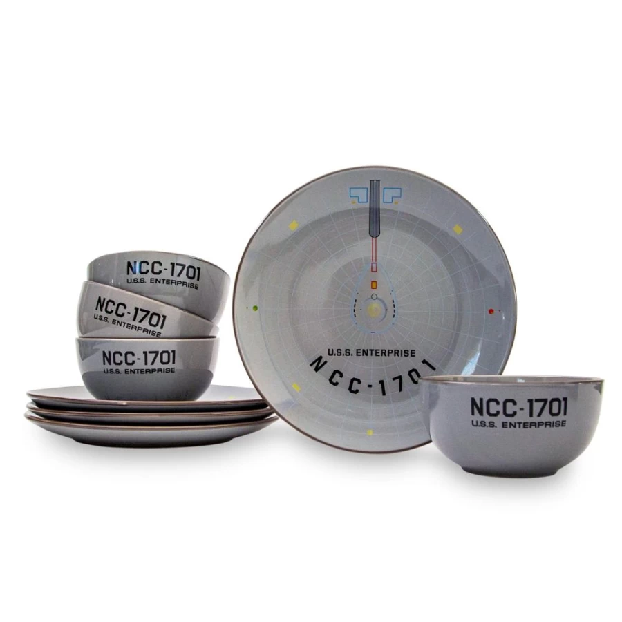 Star Trek NCC-1701 Ceramic Dinnerware Set 8-Piece by Toynk - Original Series Collectible