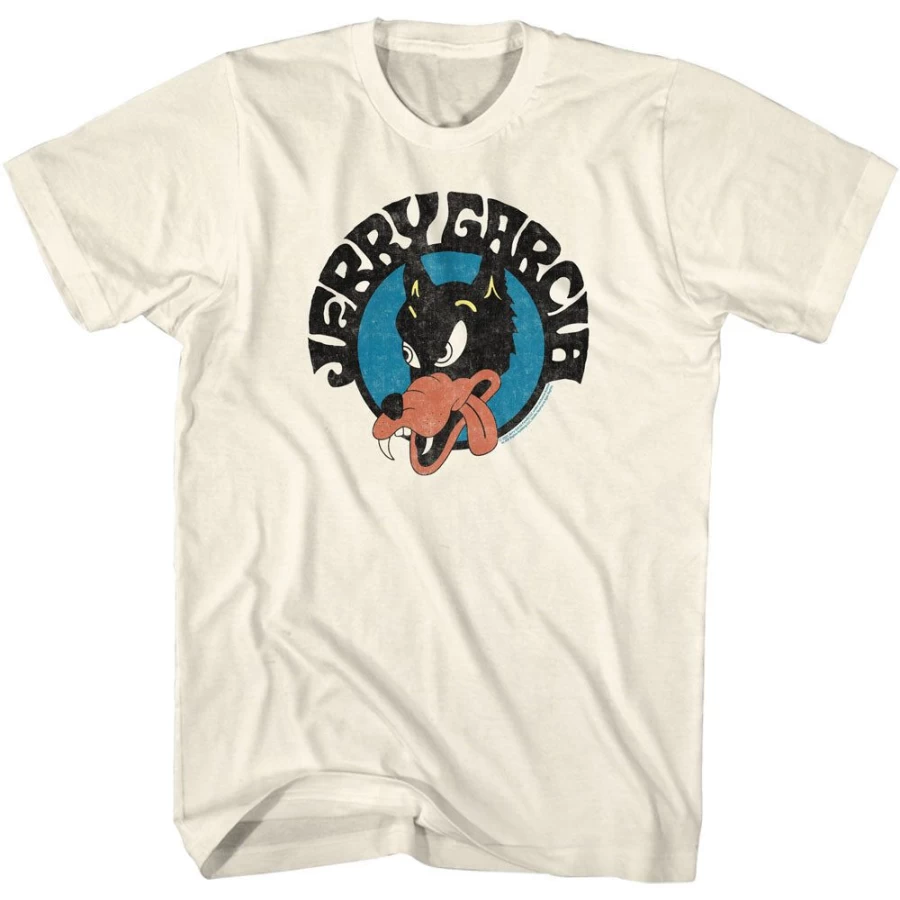MeTV Custom Brands Jerry Garcia Wolf T-Shirt - Vintage Band Tee, Classic Rock Apparel