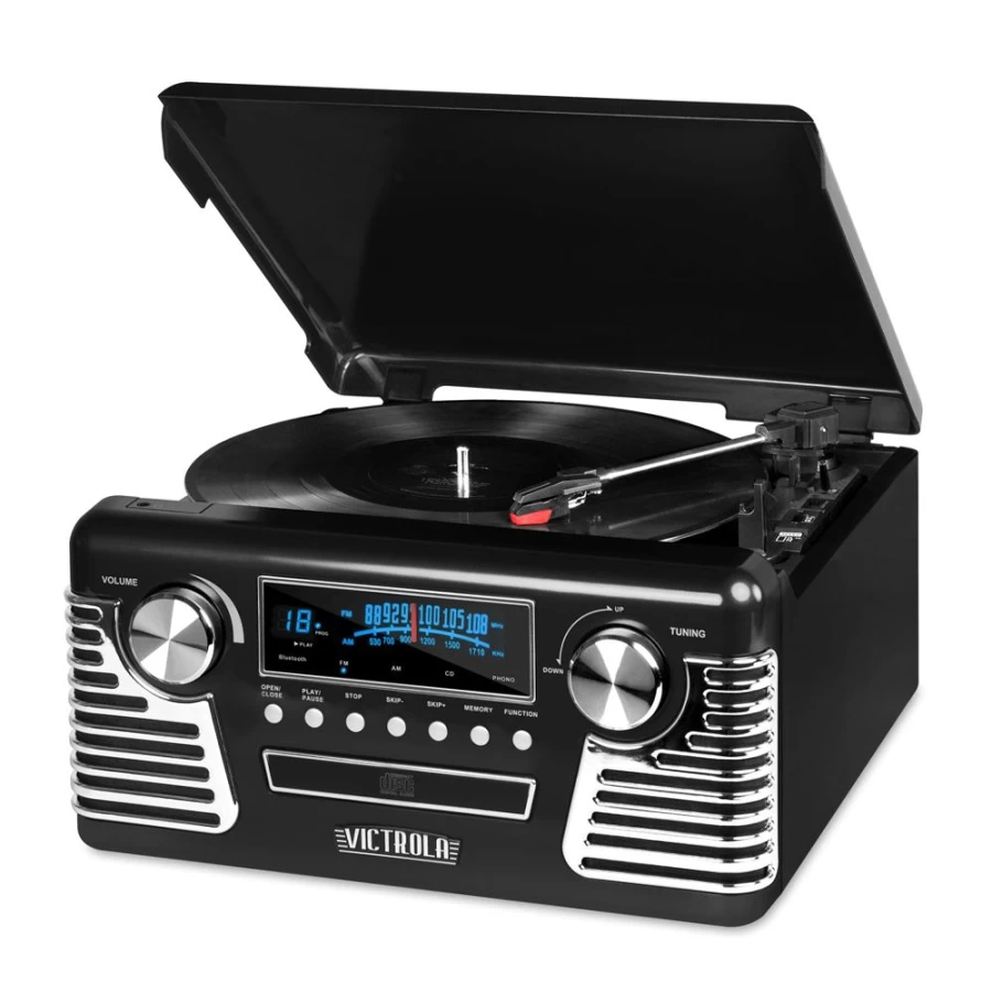 Victrola Vintage Bluetooth Record Player with 3-Speed Turntable, USB, and Stereo Speakers - Retro Style Vinyl Player for Classic Music Lovers