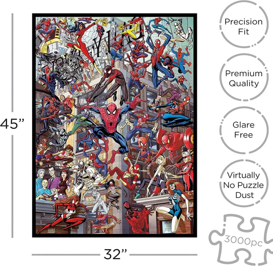 Toynk Marvel Spider-Man 3000-Piece Jigsaw Puzzle for Adults – Heroes Collection