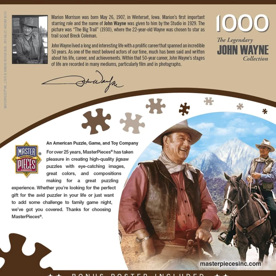 "Toynk John Wayne On The Trail 1000-Piece Jigsaw Puzzle for Adults – Western Cowboy Theme Collectible Puzzle"