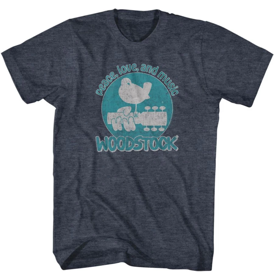 "MeTV Custom Brands Woodstock - Vintage Peace Love & Music T-Shirt 60s Festival Merchandise"