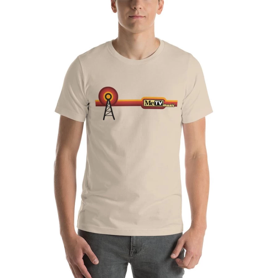 MeTV Custom Products Unisex Radio Tower Graphic T-Shirt - FM & Metv Vintage Design Tee