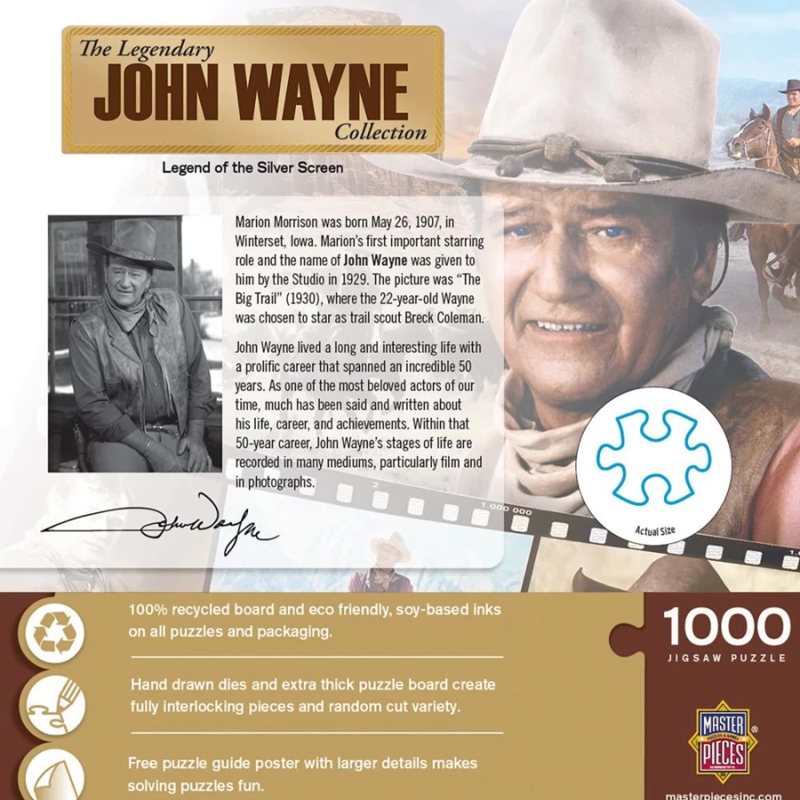 John Wayne 1000 Piece Jigsaw Puzzle by Toynk - Legend of the Silver Screen Collectible