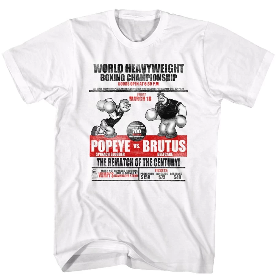 "MeTV Custom Brands Unisex Popeye Vs. Brutus Graphic T-Shirt – Vintage Cartoon Design"