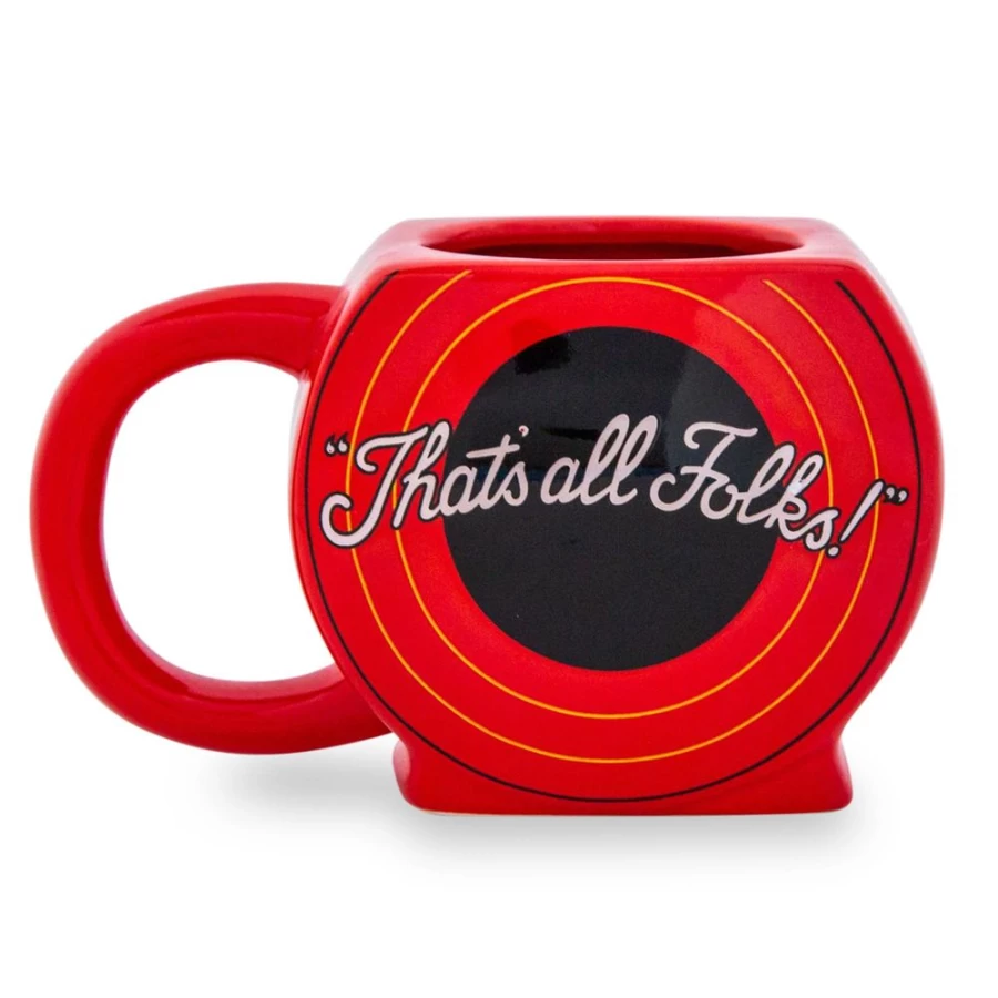 Toynk Looney Tunes "That's All Folks" 20oz Ceramic Mug - Collectible Cartoon Sculpted Cup