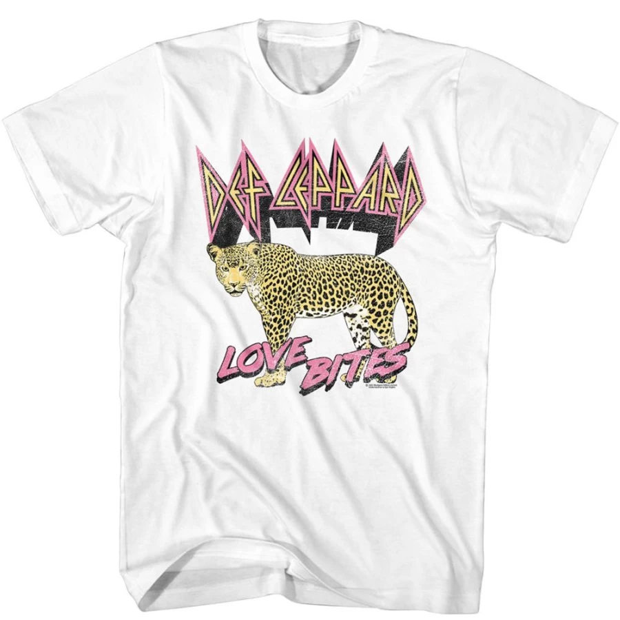 MeTV Custom Brands Def Leppard Love Bites Leopard Print Vintage T-Shirt