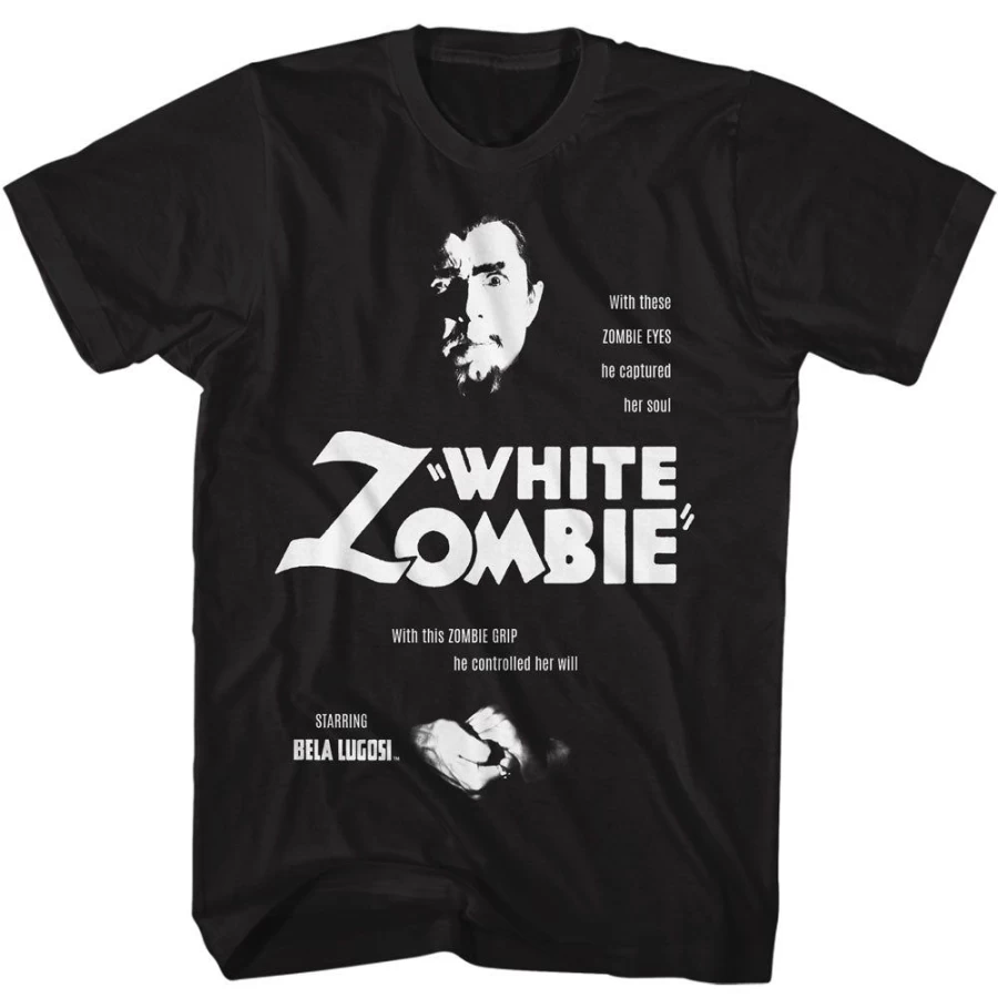 "Bela Lugosi - White Zombie (Black & White) Classic Horror Movie T-Shirt - Unisex Vintage Film Tee by MeTV Custom Brands"