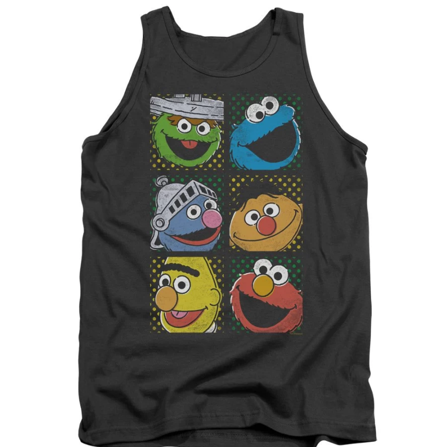 MeTV Custom Classics Sesame Street Unisex Group Squares T-Shirt - Classic TV Show Merchandise