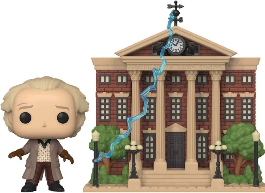 "Toynk Back To The Future Pop Town Collectible - Doc Brown & Clock Tower Scene"