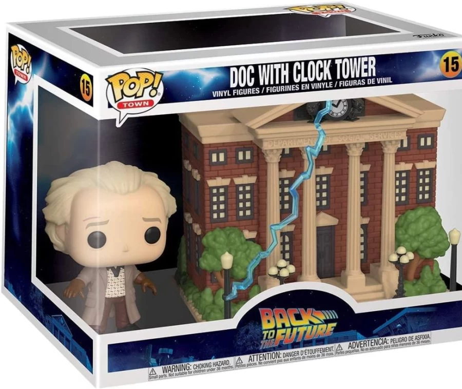 "Toynk Back To The Future Pop Town Collectible - Doc Brown & Clock Tower Scene"