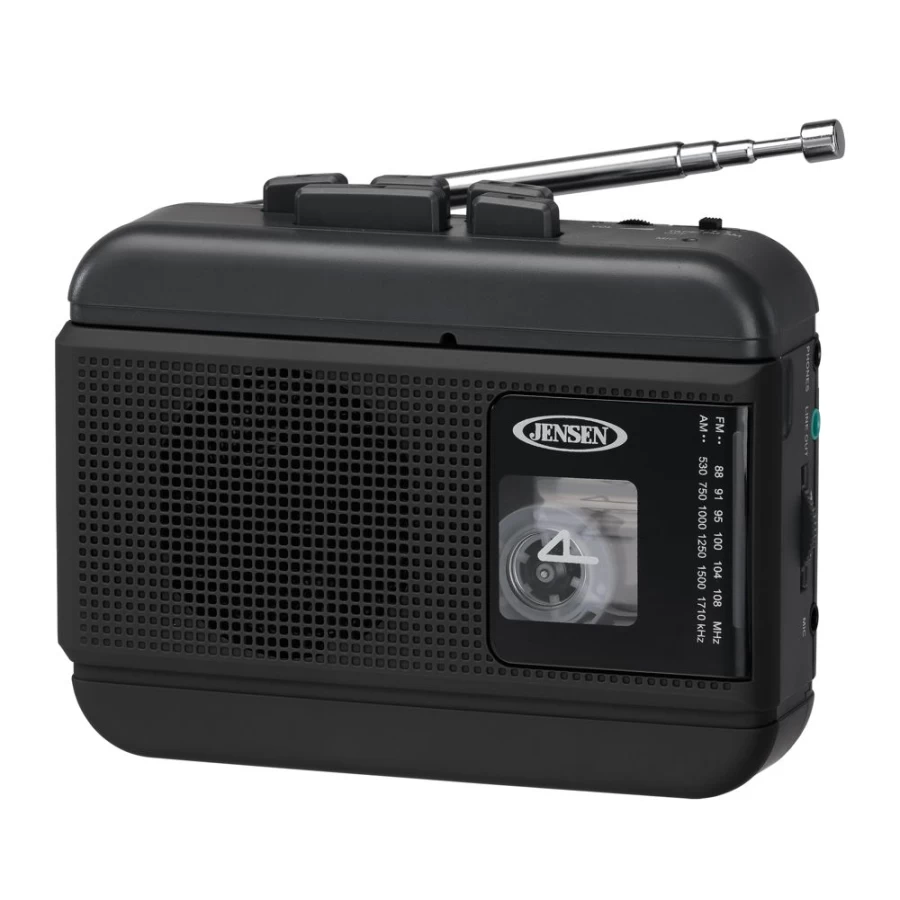 Jensen Portable Cassette Player with AM/FM Radio, Recorder & Playback - Vintage Walkman Style Audio Device