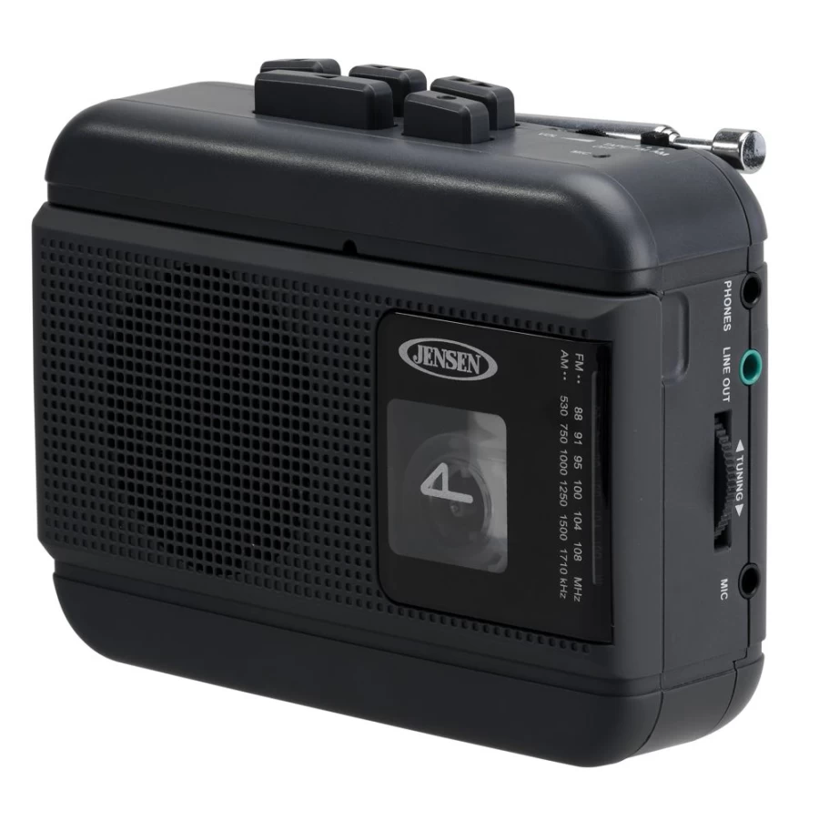 Jensen Portable Cassette Player with AM/FM Radio, Recorder & Playback - Vintage Walkman Style Audio Device