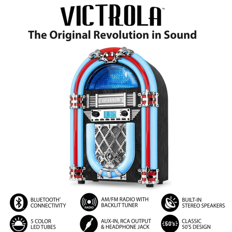 Victrola Retro Bluetooth Jukebox - Vintage Style Countertop Music Player with Wireless Streaming