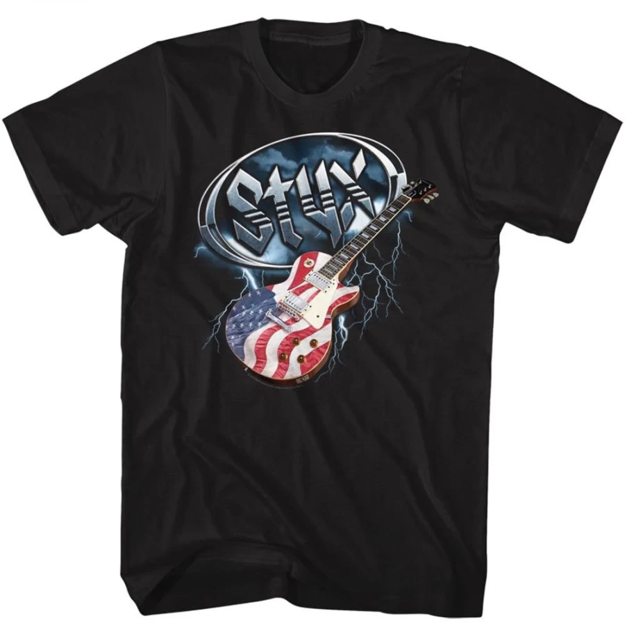 MeTV Custom Brands Styx Inspired Flag Design Electric Guitar - Rock Band Merchandise