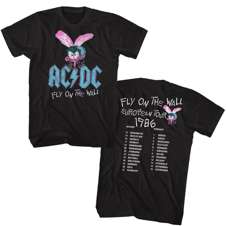 MeTV Custom Brands AC/DC Fly On The Wall Euro Tour Vintage T-Shirt