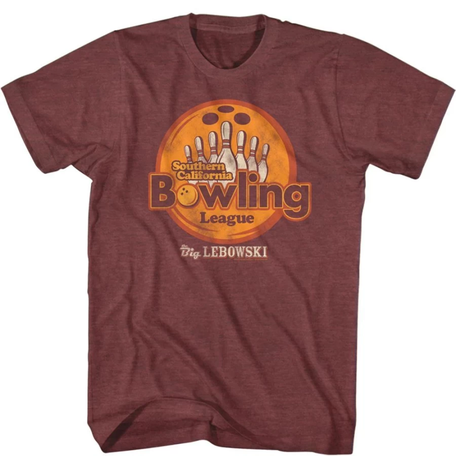 "MeTV Custom Brands Unisex The Big Lebowski Bowling League T-Shirt - Southern California Inspired Design"