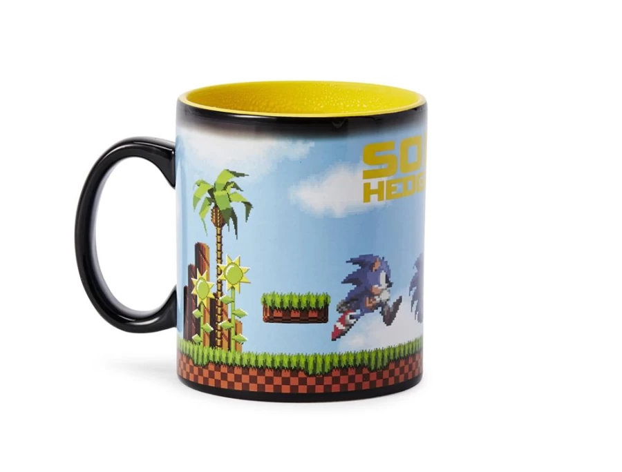 Toynk Sonic The Hedgehog 16-Bit Heat-Activated Color Changing Ceramic Mug - 16oz Retro Gaming Coffee Cup