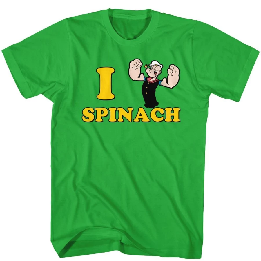 MeTV Custom Brands Popeye I Heart Spinach T-Shirt - Vintage Cartoon Graphic Tee