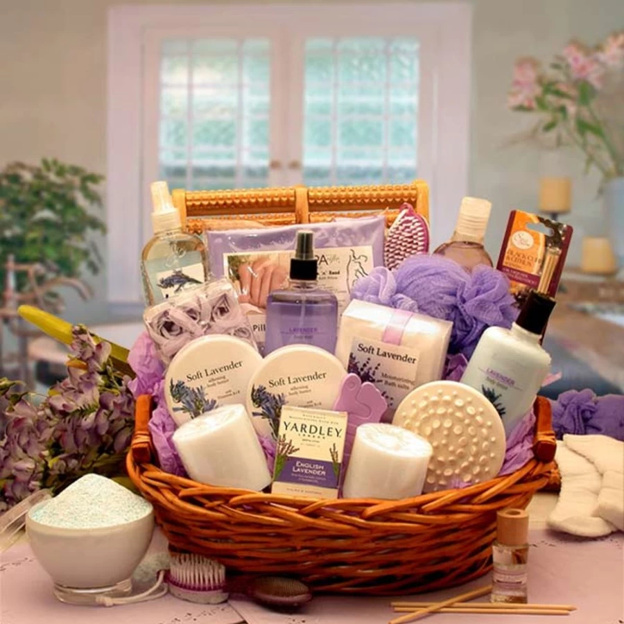 GBDS Lavender Spa Gift Basket Set - Relaxing Aromatherapy Essentials with Natural Lavender Products