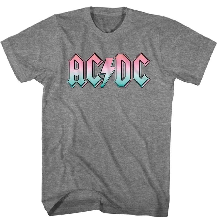 MeTV Custom Brands AC/DC Band Pastel Gradient Logo T-Shirt - Vintage Rock Tee