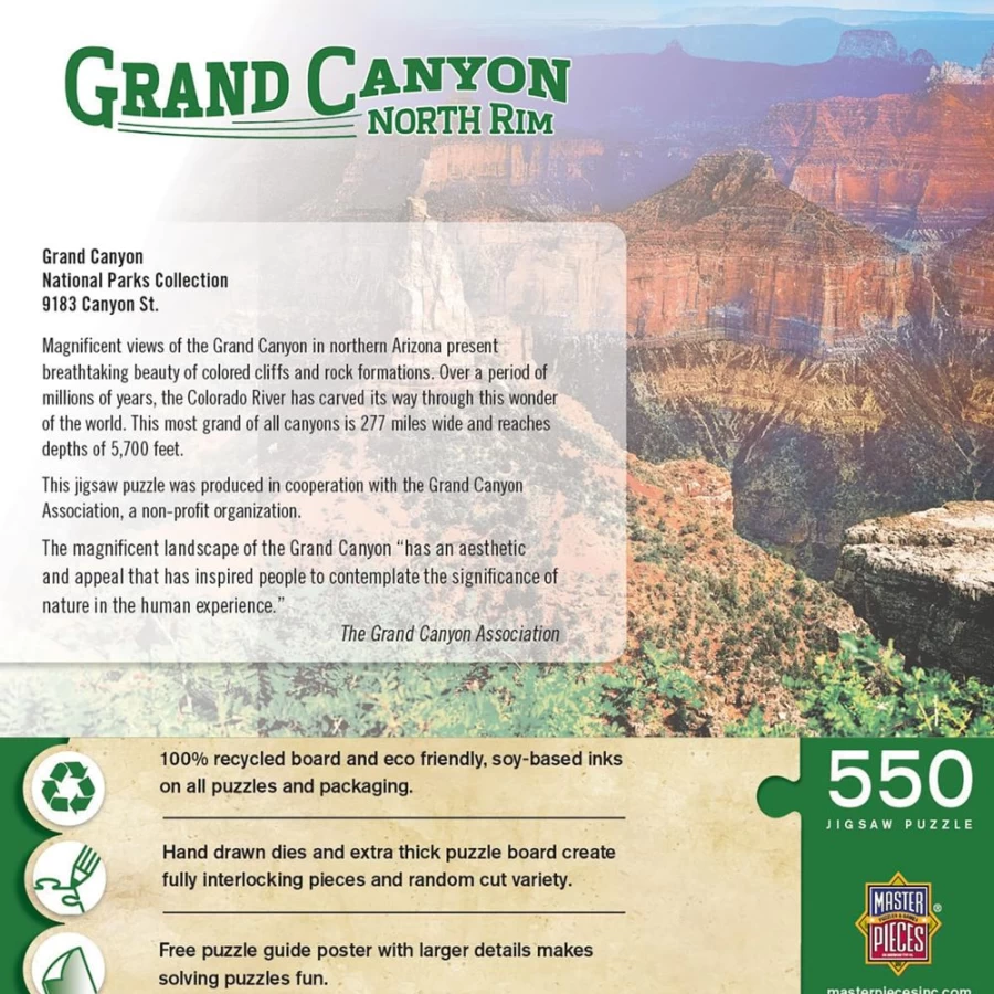 Toynk Grand Canyon North Rim 550-Piece Jigsaw Puzzle for Adults and Kids – Scenic National Park Landscape Challenge
