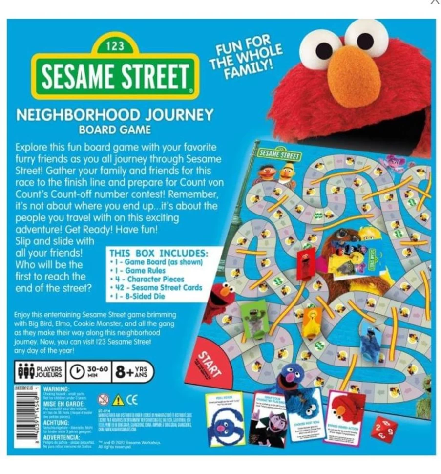 "Sesame Street Neighborhood Journey Family Board Game for Kids | Toynk 2-4 Player Cooperative Board Game"