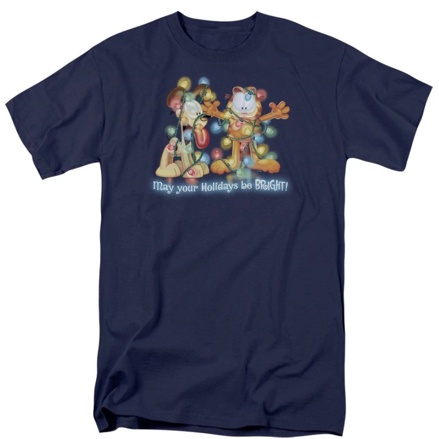 MeTV Custom Classics Garfield Bright Holidays Unisex T-Shirt - Fun Cartoon Graphic Tee