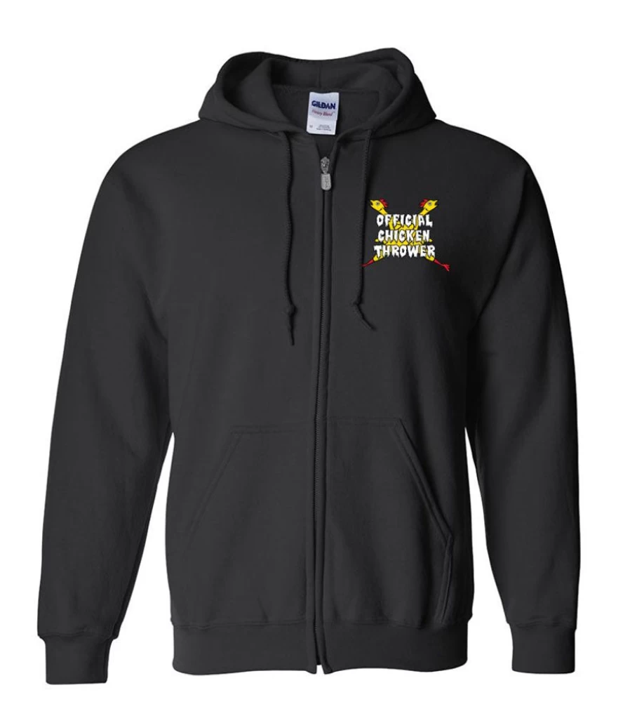 MeTV Limited Svengoolie Official Chicken Thrower Zip-Up Fleece Hoodie Sweatshirt