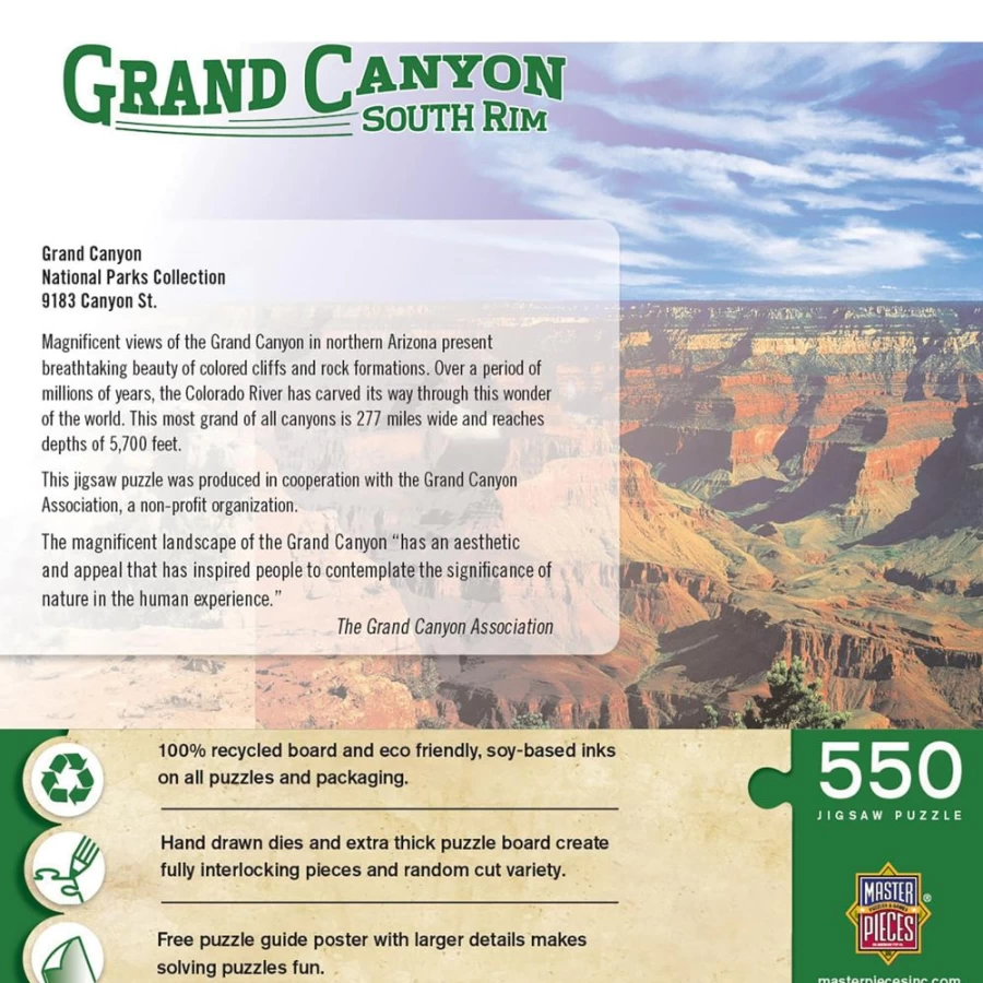 Toynk Grand Canyon South Rim 550-Piece Jigsaw Puzzle for Adults & Kids – Scenic National Park Landscape Puzzle