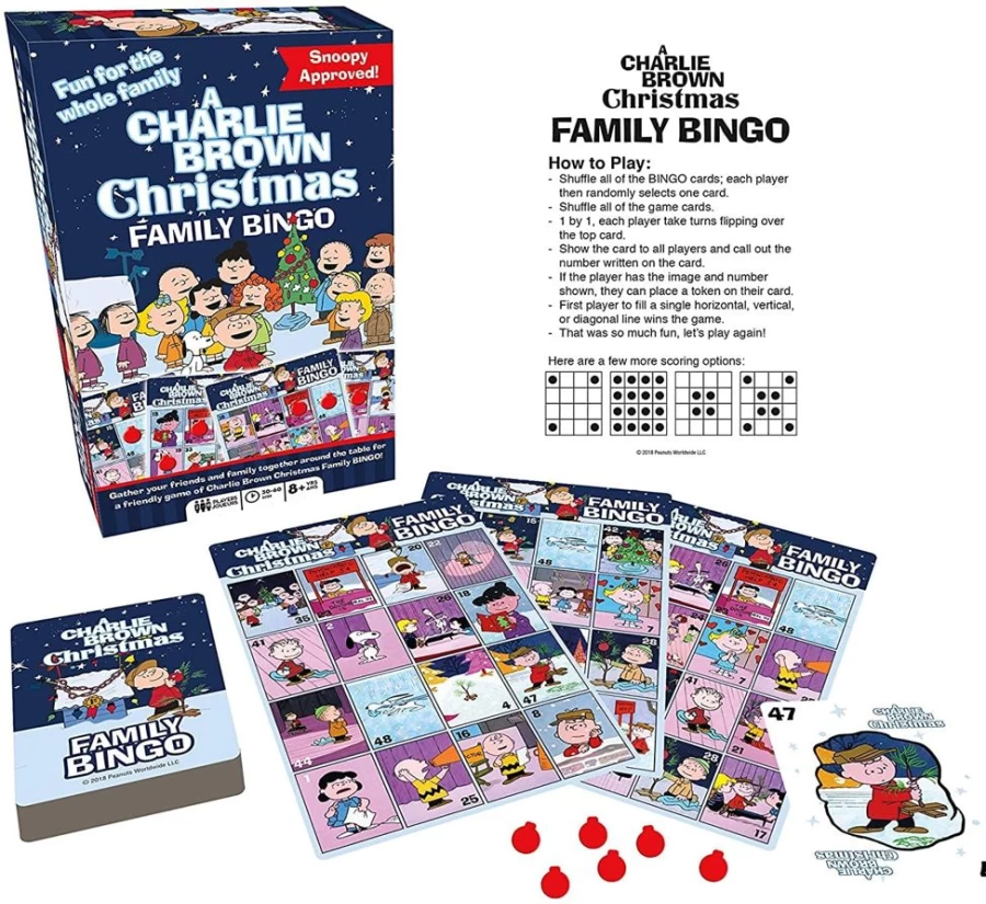 "Toynk Peanuts A Charlie Brown Christmas Family Bingo Game - Holiday Party Board Game for Kids & Adults"