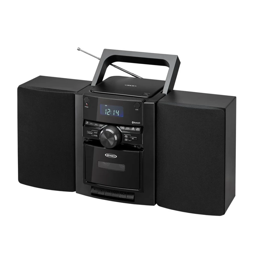 Jensen Portable Bluetooth CD Player with Cassette, AM/FM Radio, and Stereo Sound System