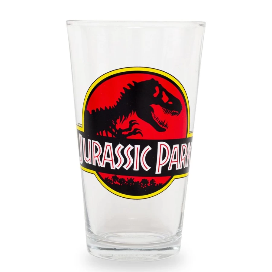 Toynk Jurassic Park 16oz Pint Glass with Official Logo - Dinosaur Movie Collectible Drinkware