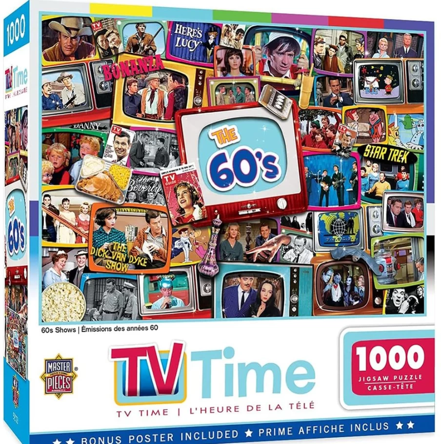 "Toynk 1000-Piece Jigsaw Puzzle - TV Time The 60s Retro Theme Puzzle for Adults"