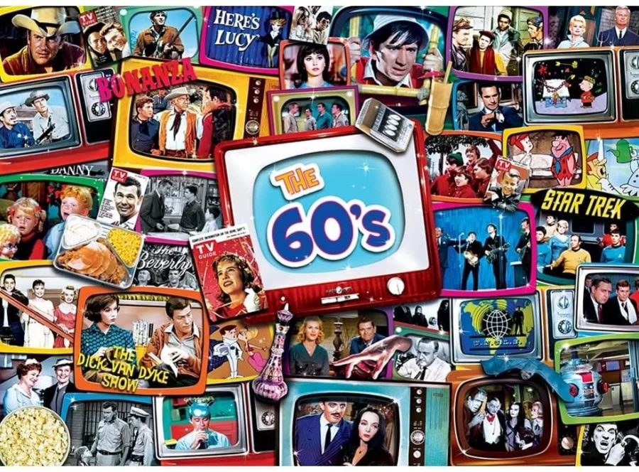 "Toynk 1000-Piece Jigsaw Puzzle - TV Time The 60s Retro Theme Puzzle for Adults"