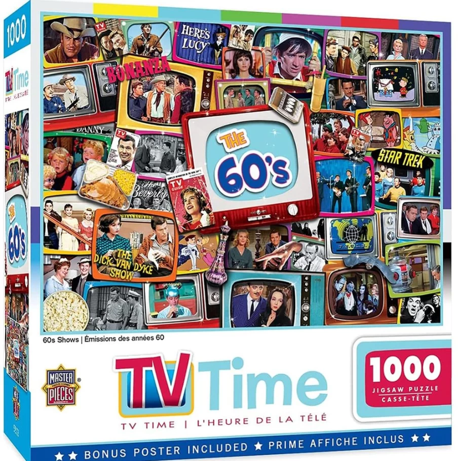 "Toynk 1000-Piece Jigsaw Puzzle - TV Time The 60s Retro Theme Puzzle for Adults"