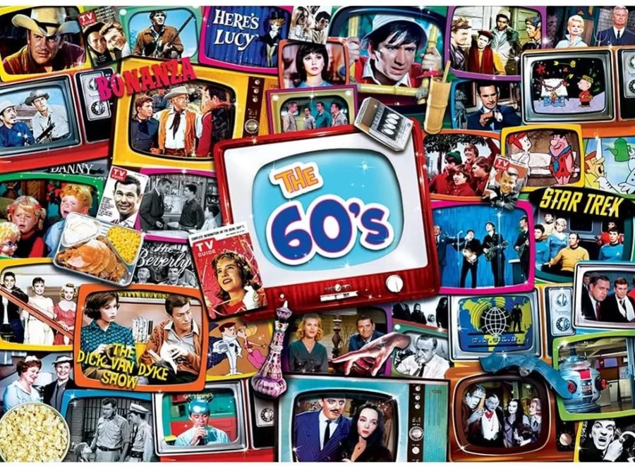 "Toynk 1000-Piece Jigsaw Puzzle - TV Time The 60s Retro Theme Puzzle for Adults"