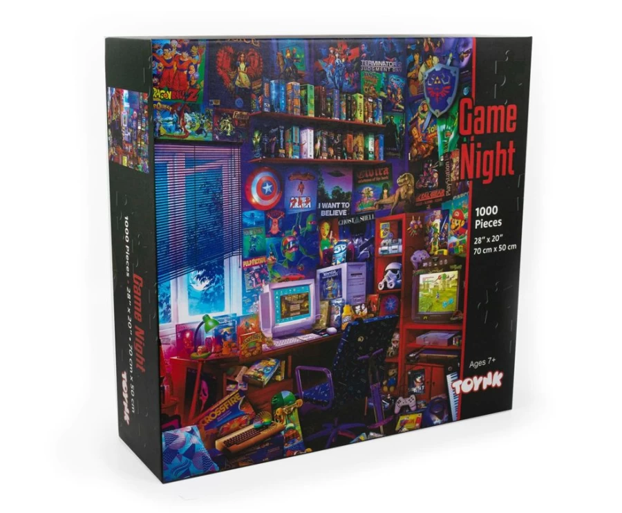 "Toynk 1000-Piece Jigsaw Puzzle - 90s Retro Game Room Pop Culture Art by Rachid Lotf"