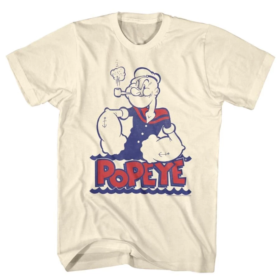 MeTV Custom Brands Popeye Waves Logo Graphic T-Shirt - Vintage Cartoon Inspired Design