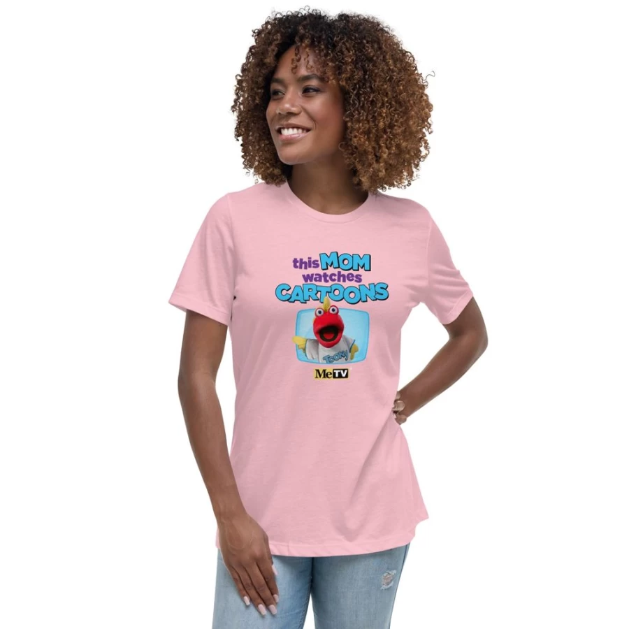 "This Mom Watches Cartoons" Vintage TV Fan T-Shirt by MeTV Custom Products - Toon In With Me® Graphic Tee