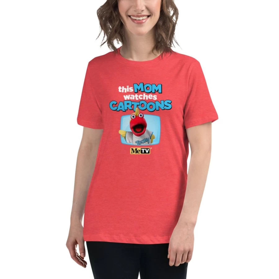"This Mom Watches Cartoons" Vintage TV Fan T-Shirt by MeTV Custom Products - Toon In With Me® Graphic Tee