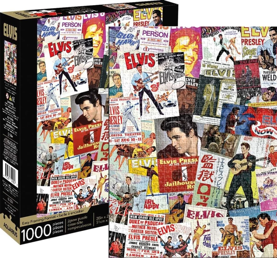 Elvis Presley 1000-Piece Jigsaw Puzzle - Vintage Movie Poster Collage by Toynk