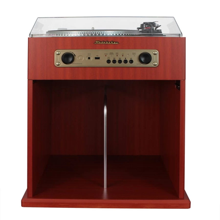 Studebaker Bluetooth Turntable with Stereo Sound and Built-In Record Storage