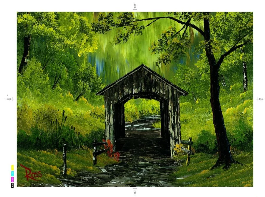 "Toynk 1000 Piece Bob Ross Covered Bridge Jigsaw Puzzle | Nature-Themed Collectible Puzzle for Adults"