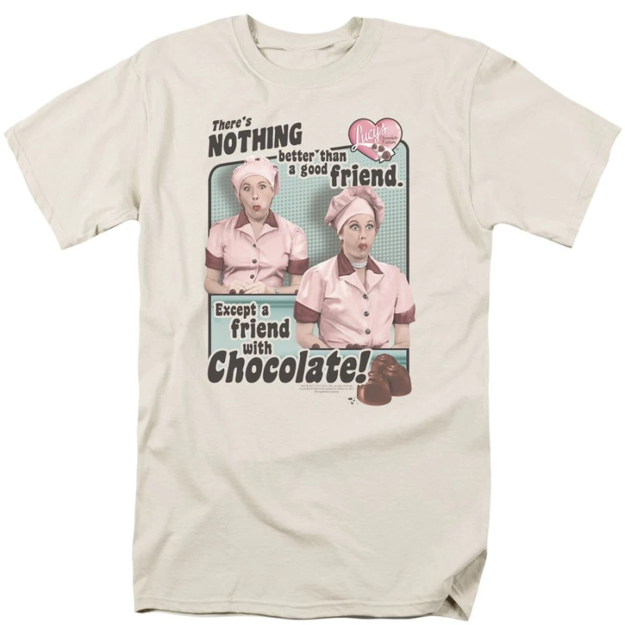 "MeTV Custom Classics I Love Lucy Unisex T-Shirt - Friends & Chocolate TV Show Merchandise"