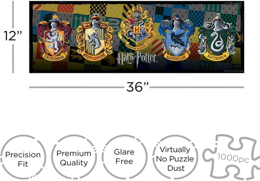 "Toynk Harry Potter 1000-Piece Jigsaw Puzzle - Hogwarts Crests Collection"