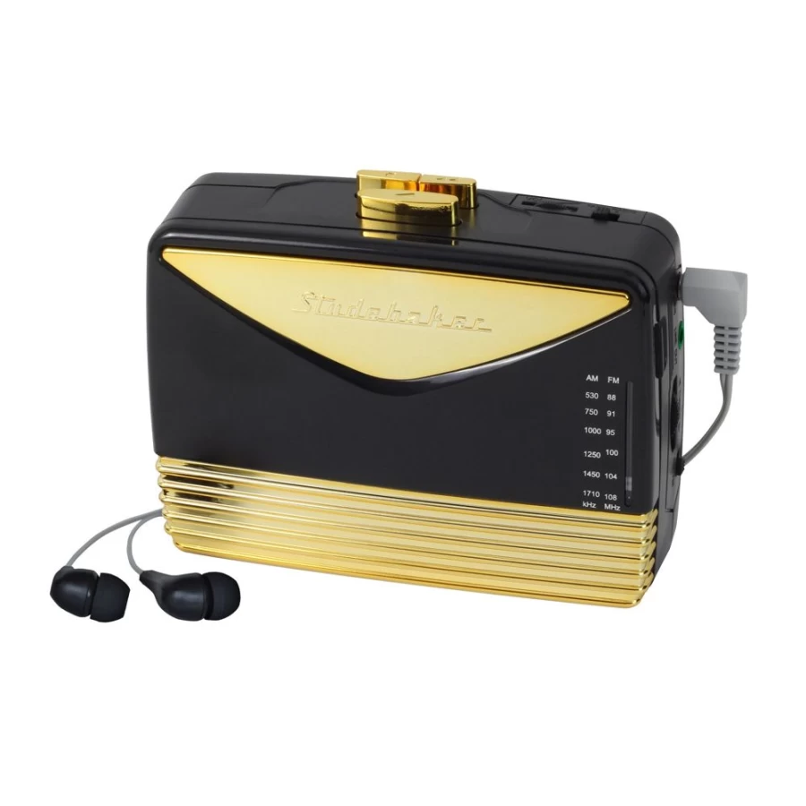 Studebaker Portable Cassette Player with AM/FM Radio - Vintage Walkman Style Personal Stereo for Music Lovers