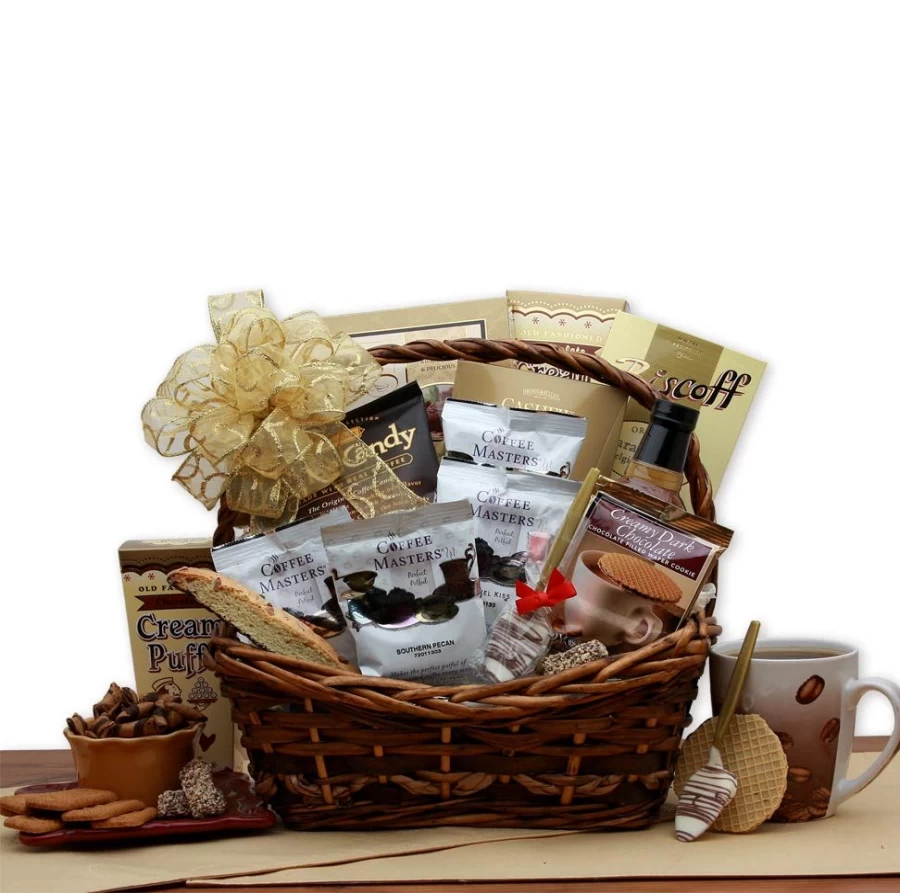 "GBDS Premium Coffee Gift Basket - Perfect Coffee Time Deluxe Set for Gourmet Lovers"