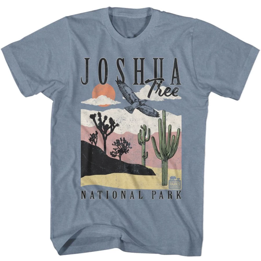 "MeTV Custom Brands Unisex Joshua Tree National Park Landscape T-Shirt With Cacti Design"