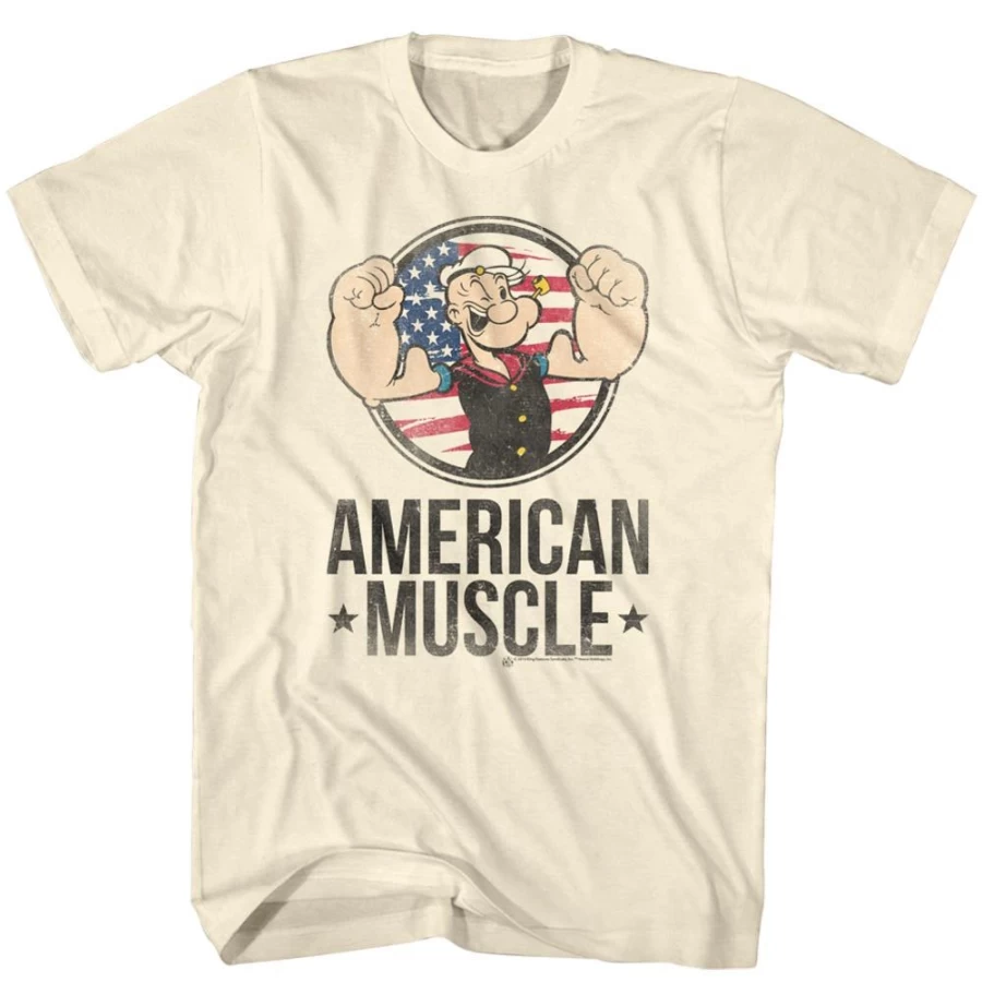 MeTV Custom Brands Unisex Popeye Muscle Graphic T-Shirt - Cartoon Inspired Apparel